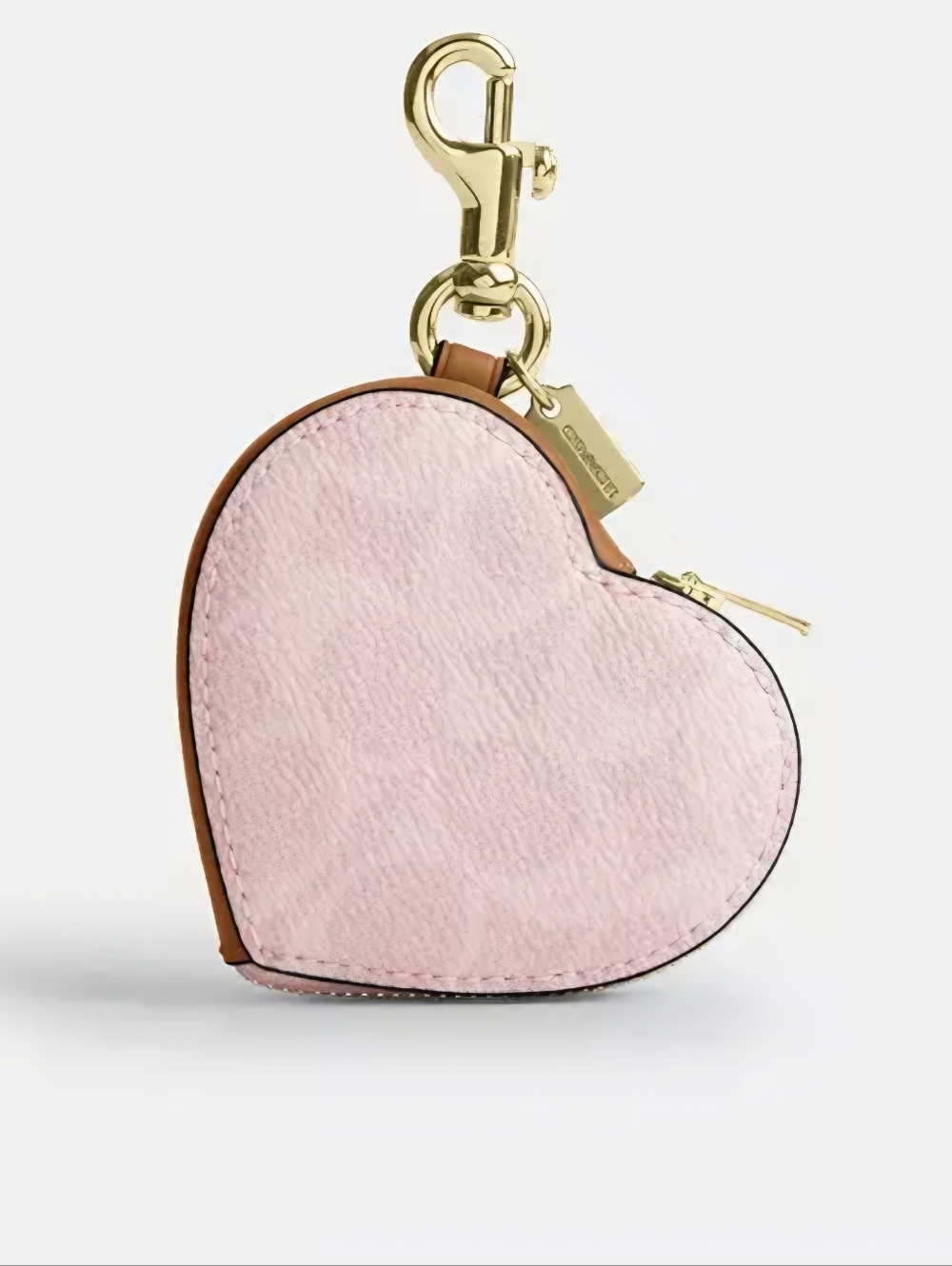 NWT Coach POWDER PINK Heart Bag Charm In Signature Canvas CEA22 Gold/Powder Pink